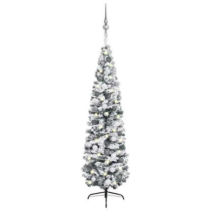 Slim Artificial Pre-lit Christmas Tree with Ball Set Green 94.5"