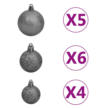 Slim Artificial Pre-lit Christmas Tree with Ball Set Green 94.5"