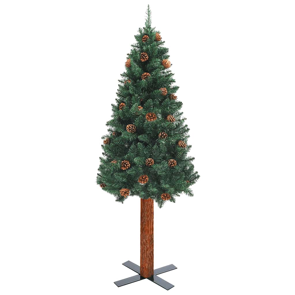 Slim Pre-lit Christmas Tree with Ball Set Green 59.1" PVC