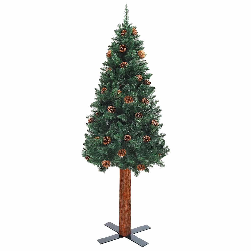 Slim Pre-lit Christmas Tree with Ball Set Green 70.9" PVC