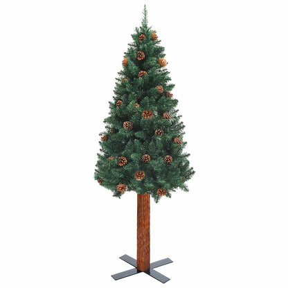 Slim Pre-lit Christmas Tree with Ball Set Green 70.9" PVC