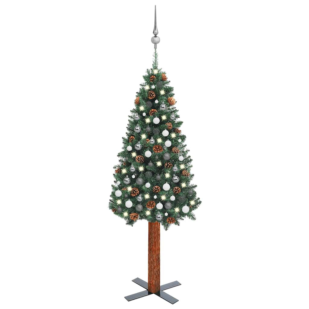 Slim Pre-lit Christmas Tree with Ball Set Green 82.7" PVC
