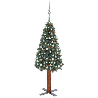 Slim Pre-lit Christmas Tree with Ball Set Green 82.7" PVC
