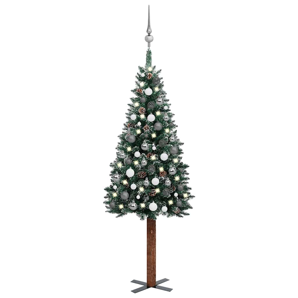 Slim Pre-lit Christmas Tree with Ball Set Green 59.1"