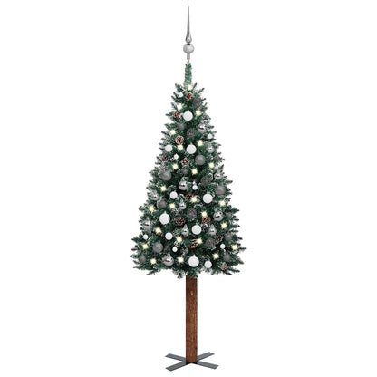 Slim Pre-lit Christmas Tree with Ball Set Green 59.1"