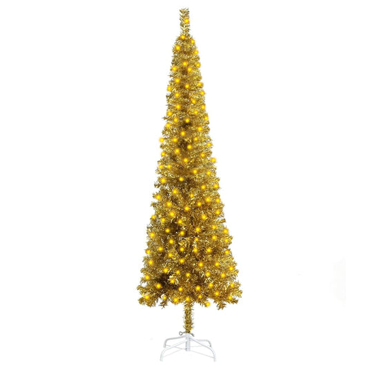 Slim Pre-lit Christmas Tree Gold 59.1"