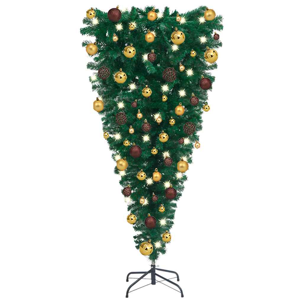 Upside-down Artificial Pre-lit Christmas Tree with Ball Set 47.2"
