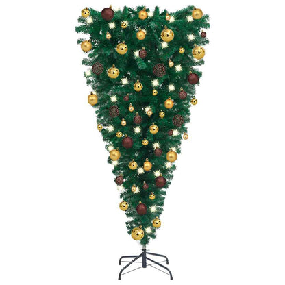 Upside-down Artificial Pre-lit Christmas Tree with Ball Set 47.2"