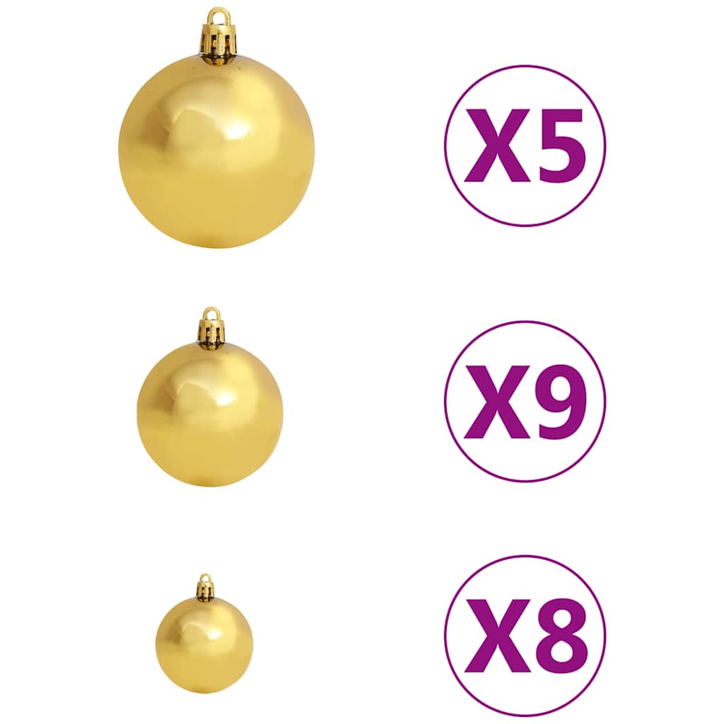 Upside-down Artificial Pre-lit Christmas Tree with Ball Set 47.2"