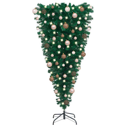 Upside-down Artificial Pre-lit Christmas Tree with Ball Set 47.2"