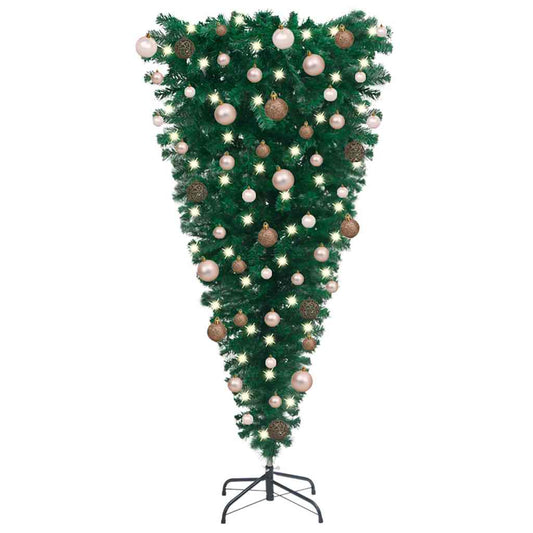 Upside-down Artificial Pre-lit Christmas Tree with Ball Set 47.2"