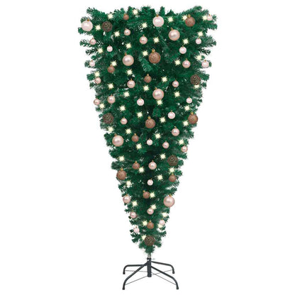 Upside-down Artificial Pre-lit Christmas Tree with Ball Set 70.9"