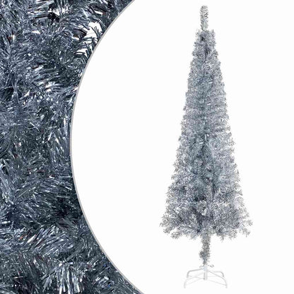 Slim Pre-lit Christmas Tree with Ball Set Silver 59.1"