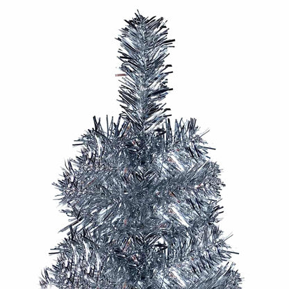 Slim Pre-lit Christmas Tree with Ball Set Silver 59.1"