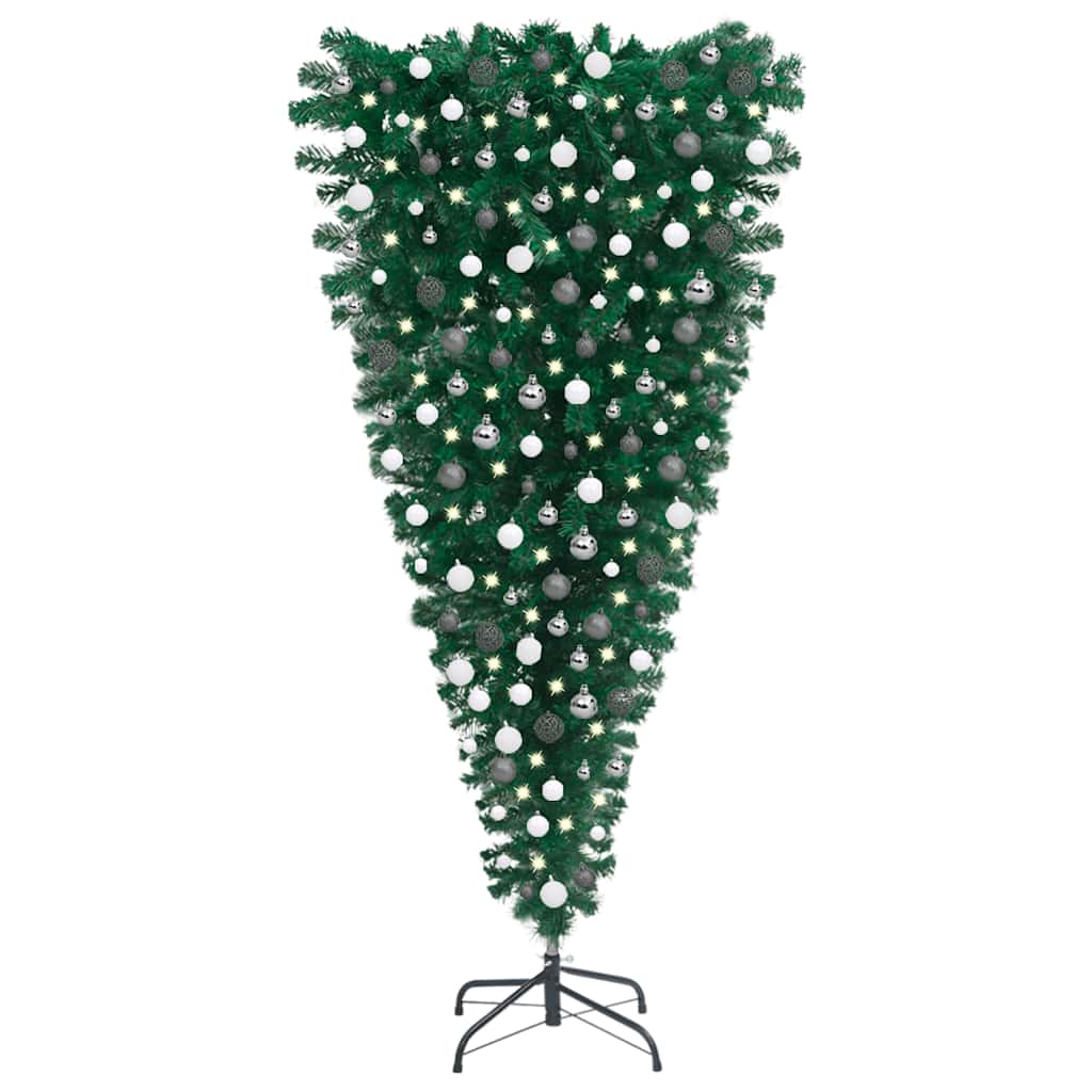 Upside-down Artificial Pre-lit Christmas Tree with Ball Set 82.7"