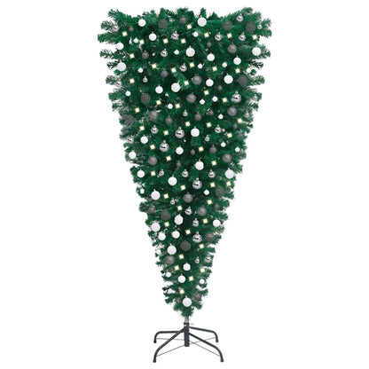 Upside-down Artificial Pre-lit Christmas Tree with Ball Set 82.7"