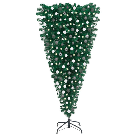 Upside-down Artificial Pre-lit Christmas Tree with Ball Set 82.7"