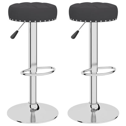 Bar Stool Set of 2 Black Polyester, Plywood, Chrome-Finished Steel