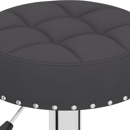 Bar Stool Set of 2 Black Polyester, Plywood, Chrome-Finished Steel