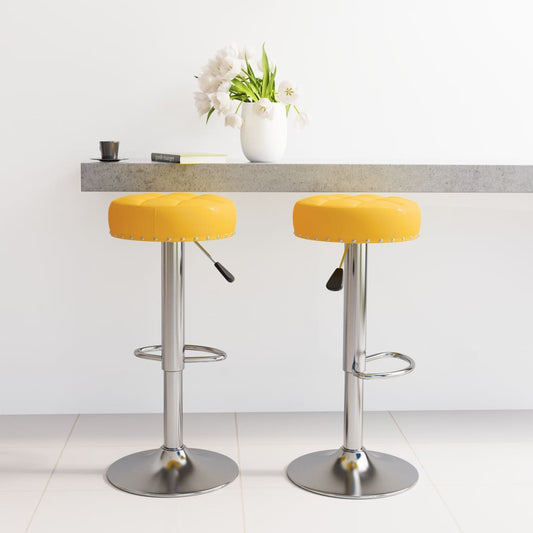 Bar Stool Set of 2 Mustard Yellow