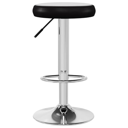 Bar Stool Set of 2 Black Faux leather, Chromed steel Adjustable