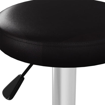 Bar Stool Set of 2 Black Faux leather, Chromed steel Adjustable
