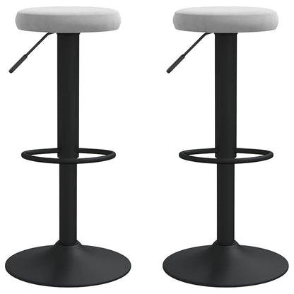Bar Stool Set of 2 Light grey Velvet (100% polyester)