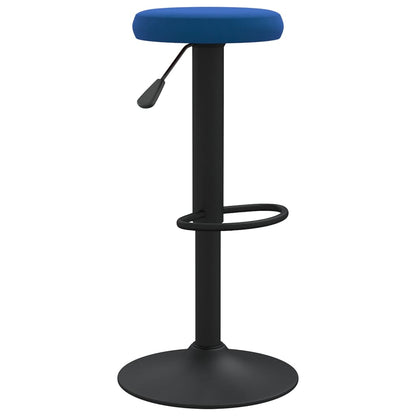 Bar Stool Set of 2 Blue Velvet Height-Adjustable Bar Stool