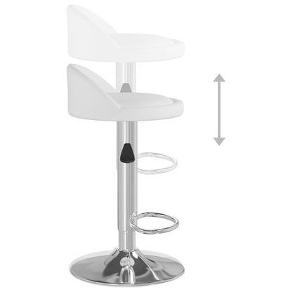 Bar Stool Set of 2 White Faux leather, chromed steel Adjustable