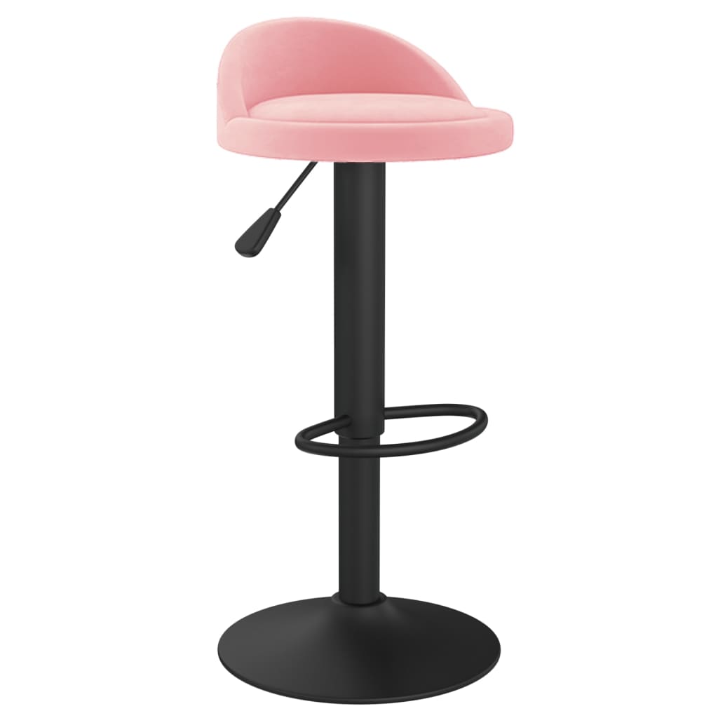 Bar Stool Set of 2 Pink Velvet Adjustable Swivel Bar Stool