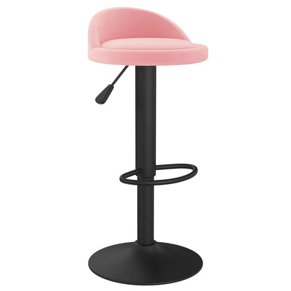 Bar Stool Set of 2 Pink Velvet Adjustable Swivel Bar Stool