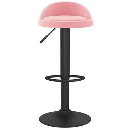 Bar Stool Set of 2 Pink Velvet Adjustable Swivel Bar Stool