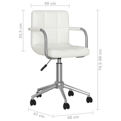 Swivel Office Chair White Faux Leather Adjustable height Swivel
