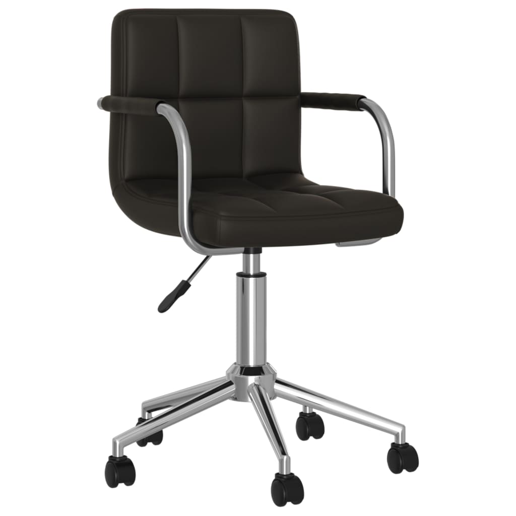 Swivel Office Chair Black Faux Leather Standard Height-Adjustable