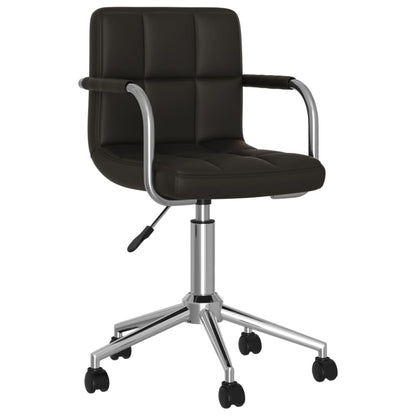 Swivel Office Chair Black Faux Leather Standard Height-Adjustable