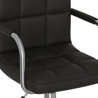 Swivel Office Chair Black Faux Leather Standard Height-Adjustable