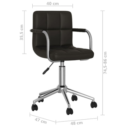 Swivel Office Chair Black Faux Leather Standard Height-Adjustable