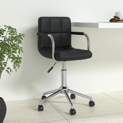 Swivel Office Chair Black Faux Leather Standard Height-Adjustable