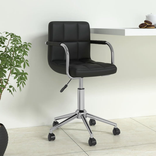Swivel Office Chair Black Faux Leather Standard Height-Adjustable
