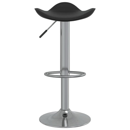 Bar Stool Set of 2 Black Faux Leather Adjustable Height Swivel