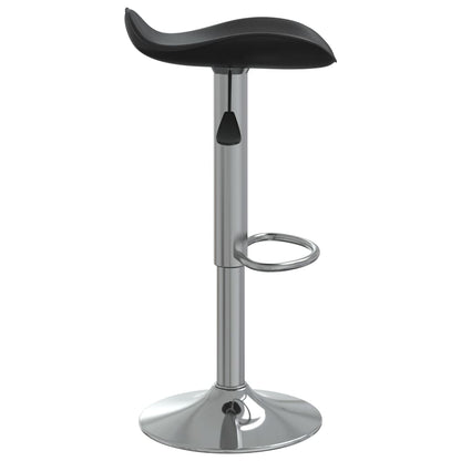 Bar Stool Set of 2 Black Faux Leather Adjustable Height Swivel