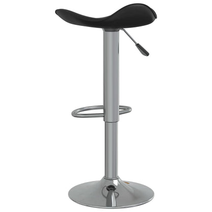 Bar Stool Set of 2 Black Faux Leather Adjustable Height Swivel