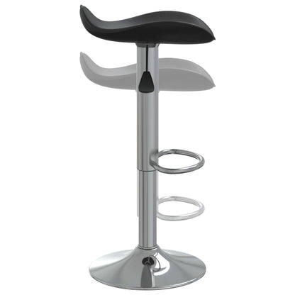 Bar Stool Set of 2 Black Faux Leather Adjustable Height Swivel