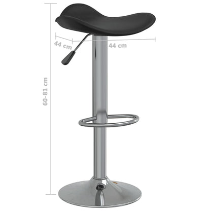 Bar Stool Set of 2 Black Faux Leather Adjustable Height Swivel