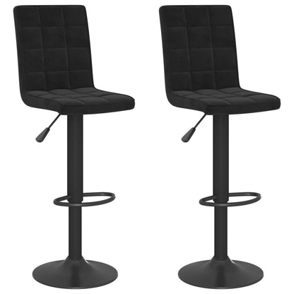 Bar Stool Set of 2 Black Steel Adjustable Height Bar Stool