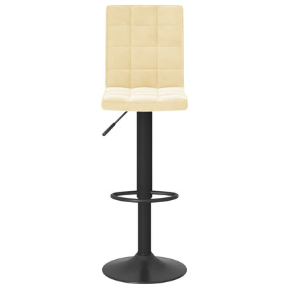 Bar Stool Set of 2 Cream Velvet, Steel, Foam Adjustable Height