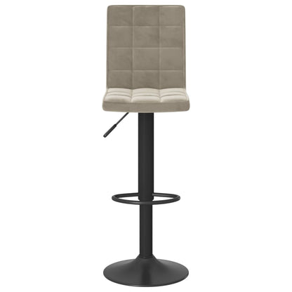 Bar Stool Set of 2 Light Grey Steel, velvet (100% polyester), foam