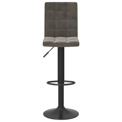 Bar Stool Set of 2 Dark Grey Velvet (100% polyester), Steel