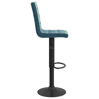 Bar Stool Set of 2 Blue Velvet (100% Polyester) Standard Swivel