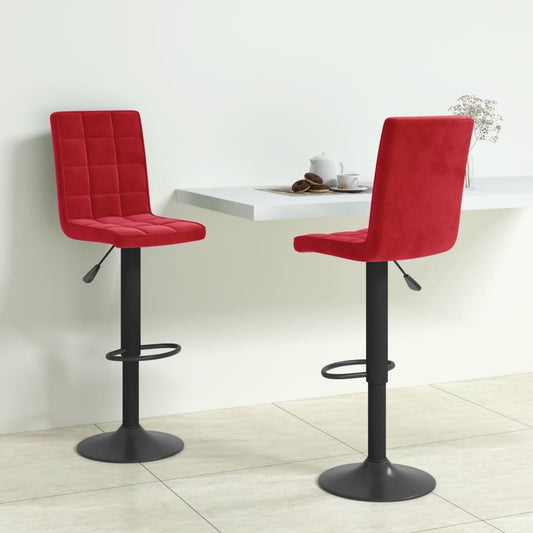 Bar Stool Set of 2 Wine Red Steel Medium Bar Stool